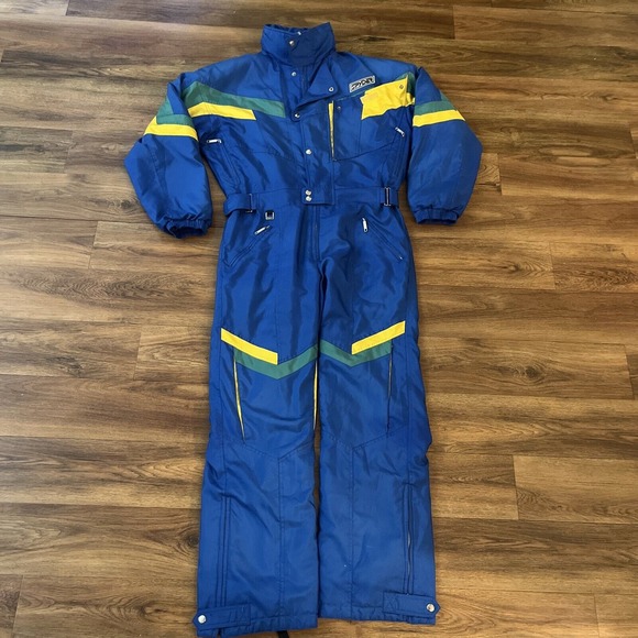 Vintage Spyder One-Piece Ski Snowboard‎ Suit Blue Yellow Green See Details - Picture 1 of 9
